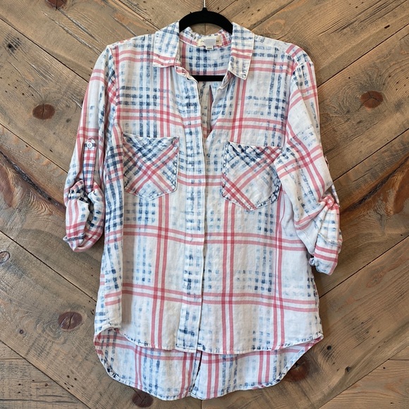 Anthro Cloth & Stone Plaid Top S - Picture 1 of 6